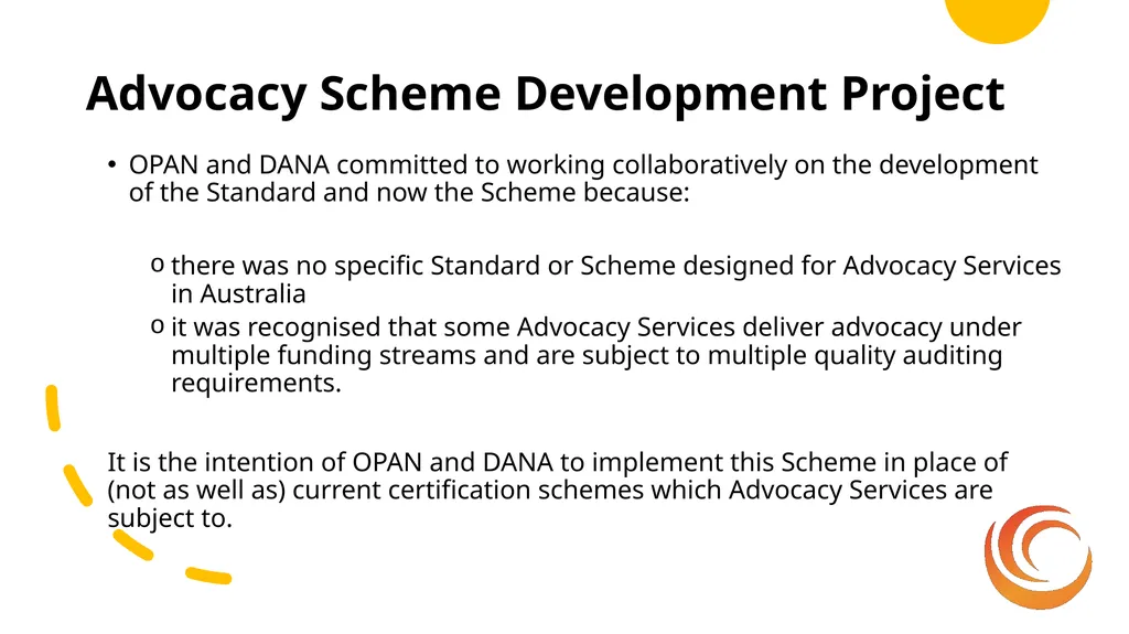 Advocacy Standard: Scheme Development Stakeholder - slide 5 of 27