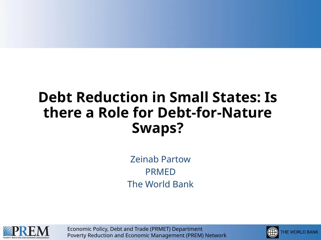 Debt Reduction in Small States: Is there a Role - slide 1 of 12