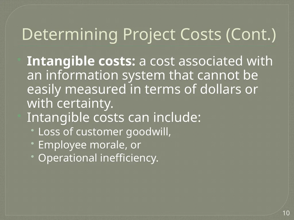Project Estimation Describe project scope, - slide 10 of 26