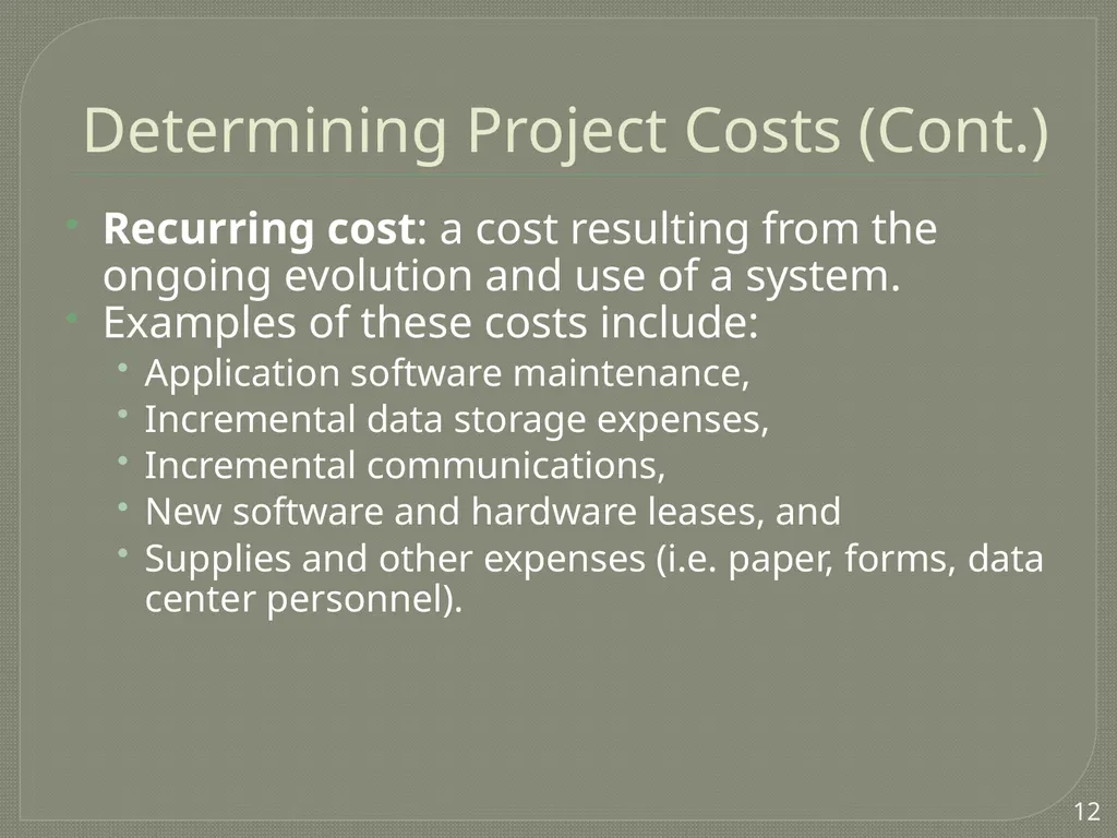Project Estimation Describe project scope, - slide 12 of 26