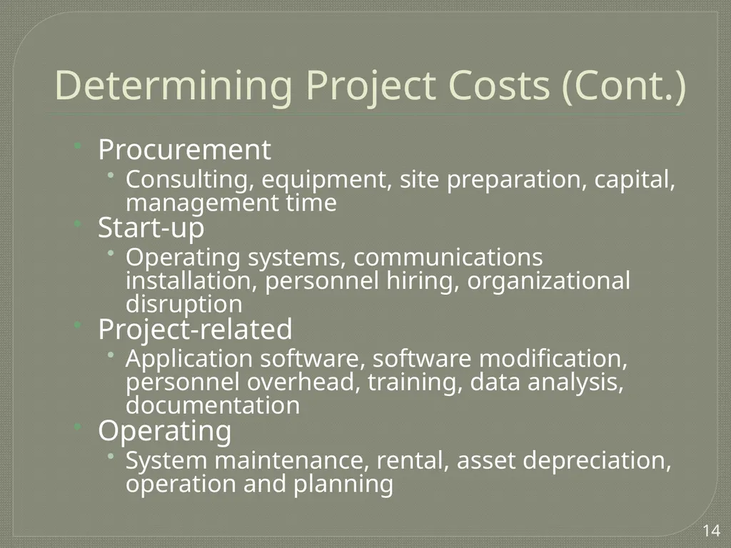 Project Estimation Describe project scope, - slide 14 of 26