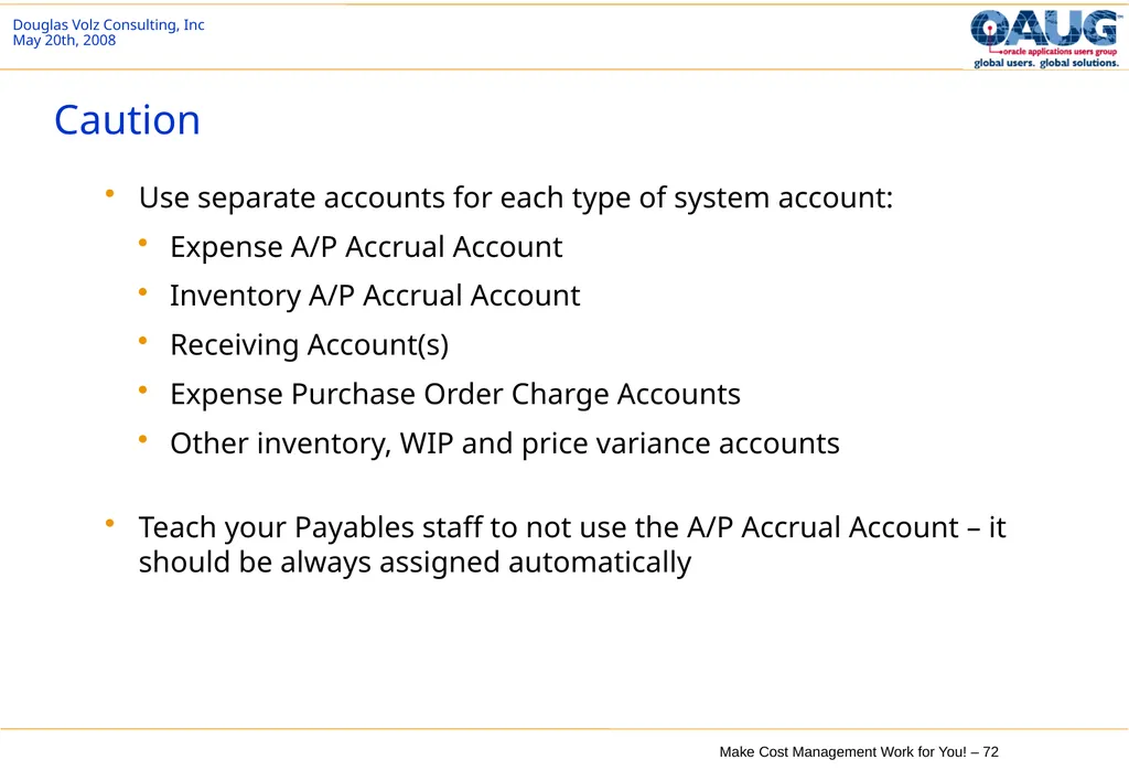 Make Cost Management Work for You! 20th May 2008 - slide 72 of 80