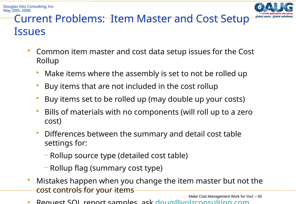 Make Cost Management Work for You! 20th May 2008 - slide 50 of 80