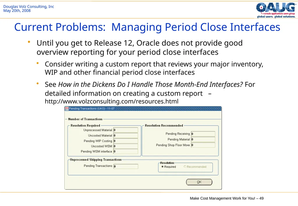 Make Cost Management Work for You! 20th May 2008 - slide 49 of 80