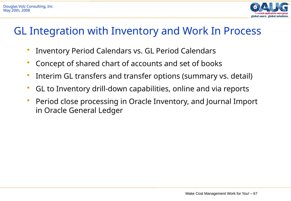 Make Cost Management Work for You! 20th May 2008 - slide 67 of 80