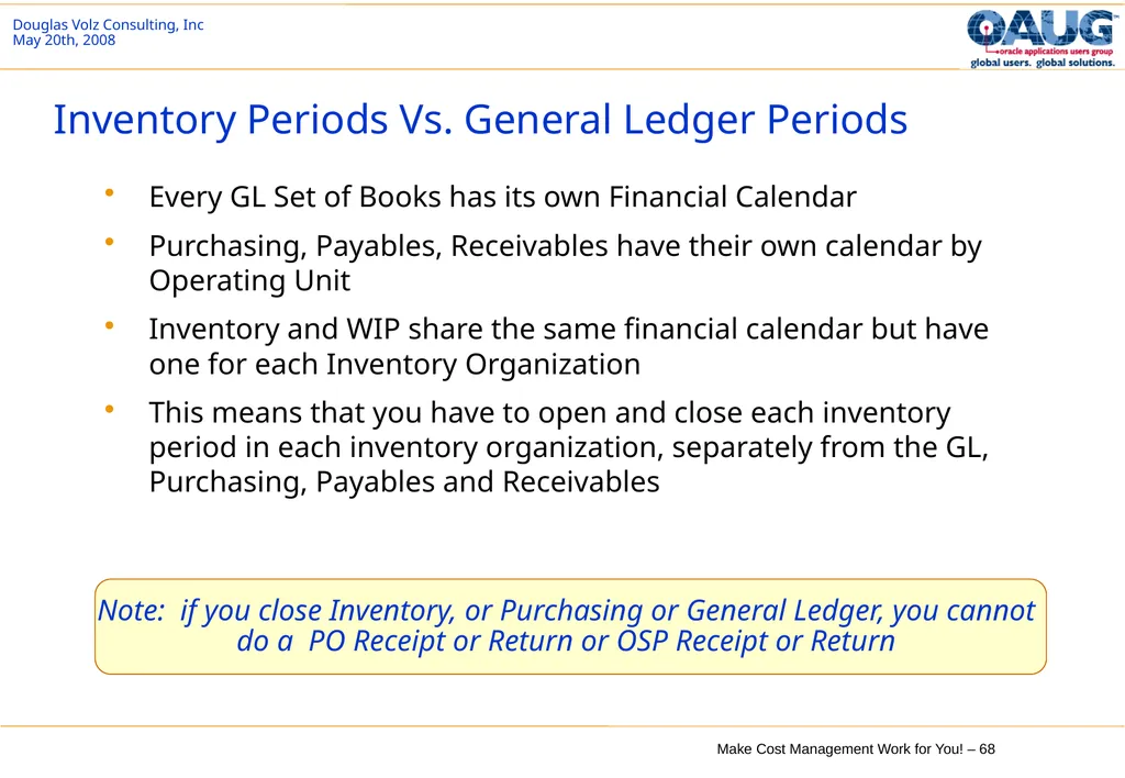 Make Cost Management Work for You! 20th May 2008 - slide 68 of 80