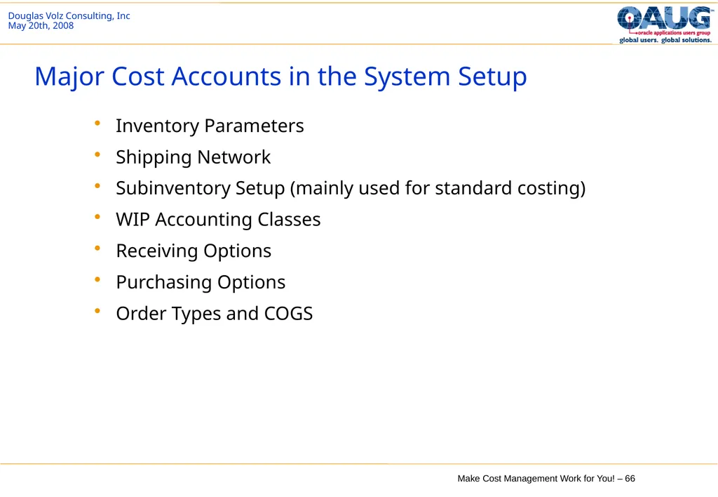 Make Cost Management Work for You! 20th May 2008 - slide 66 of 80
