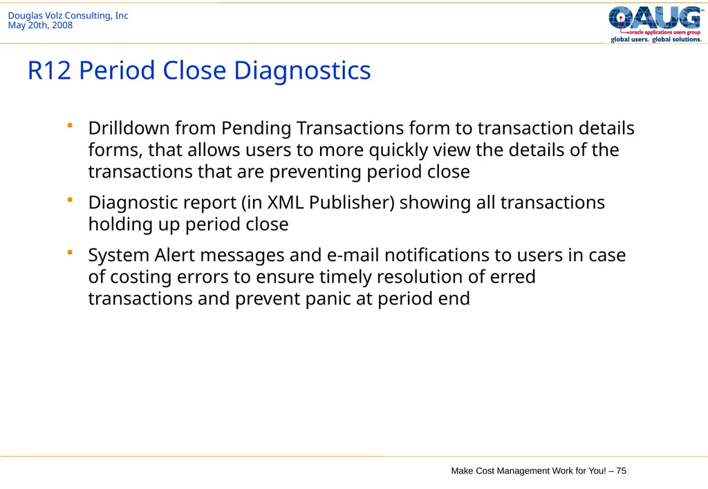 Make Cost Management Work for You! 20th May 2008 - slide 75 of 80