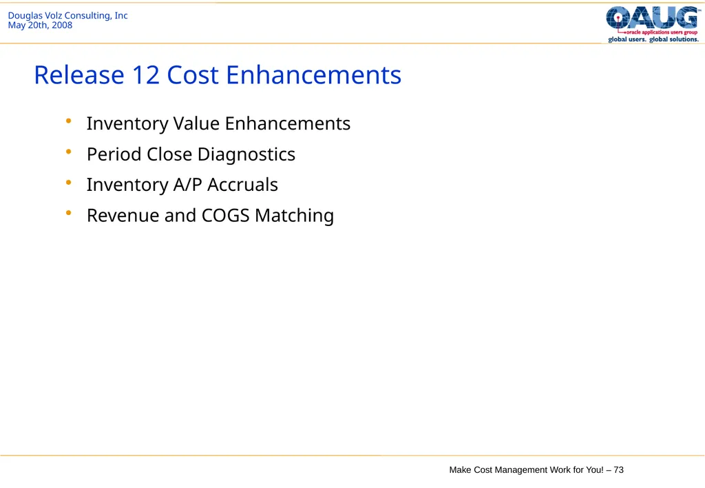 Make Cost Management Work for You! 20th May 2008 - slide 73 of 80