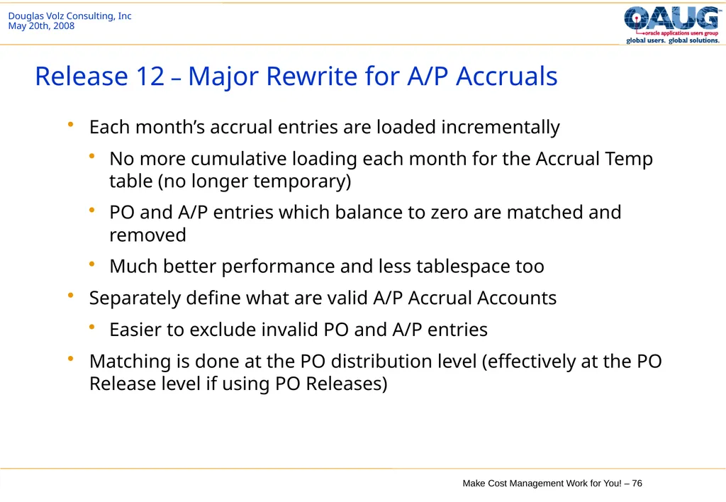 Make Cost Management Work for You! 20th May 2008 - slide 76 of 80