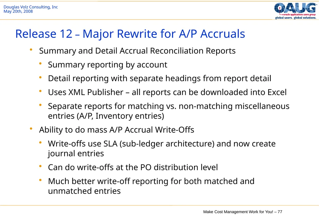 Make Cost Management Work for You! 20th May 2008 - slide 77 of 80