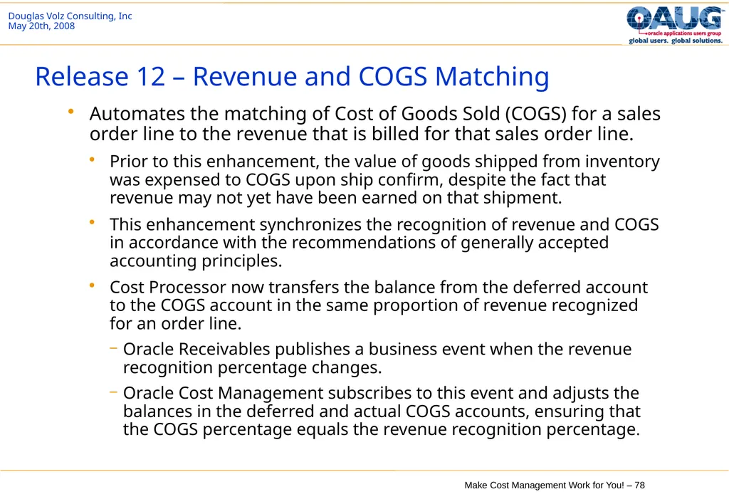 Make Cost Management Work for You! 20th May 2008 - slide 78 of 80