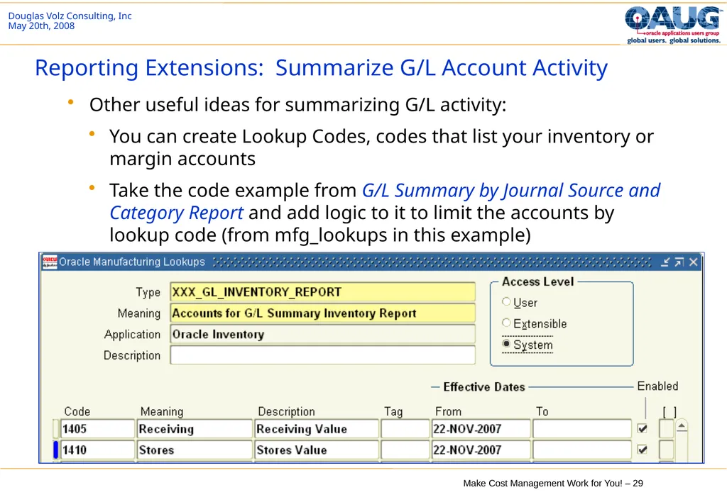 Make Cost Management Work for You! 20th May 2008 - slide 29 of 80