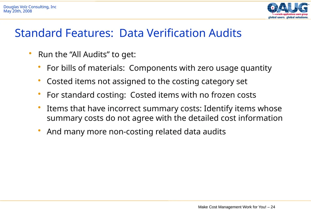 Make Cost Management Work for You! 20th May 2008 - slide 24 of 80