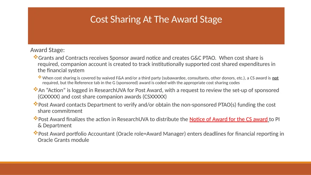 UVA Procedure for Managing Cost Sharing Proposal - slide 3 of 15