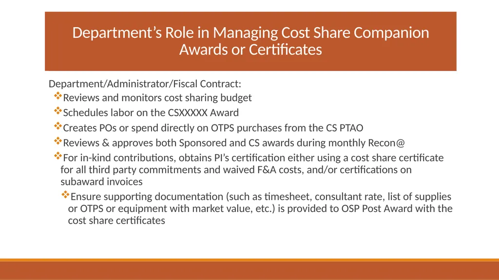 UVA Procedure for Managing Cost Sharing Proposal - slide 7 of 15