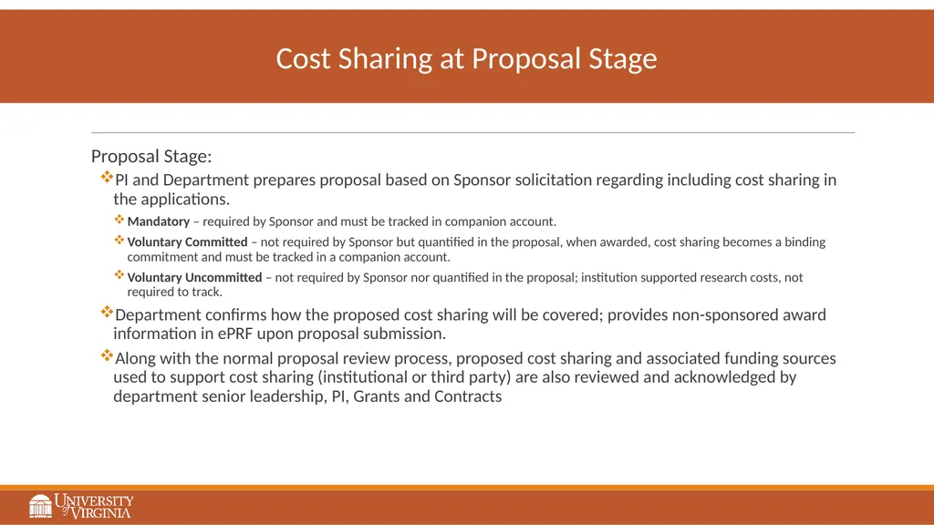 UVA Procedure for Managing Cost Sharing Proposal - slide 2 of 15
