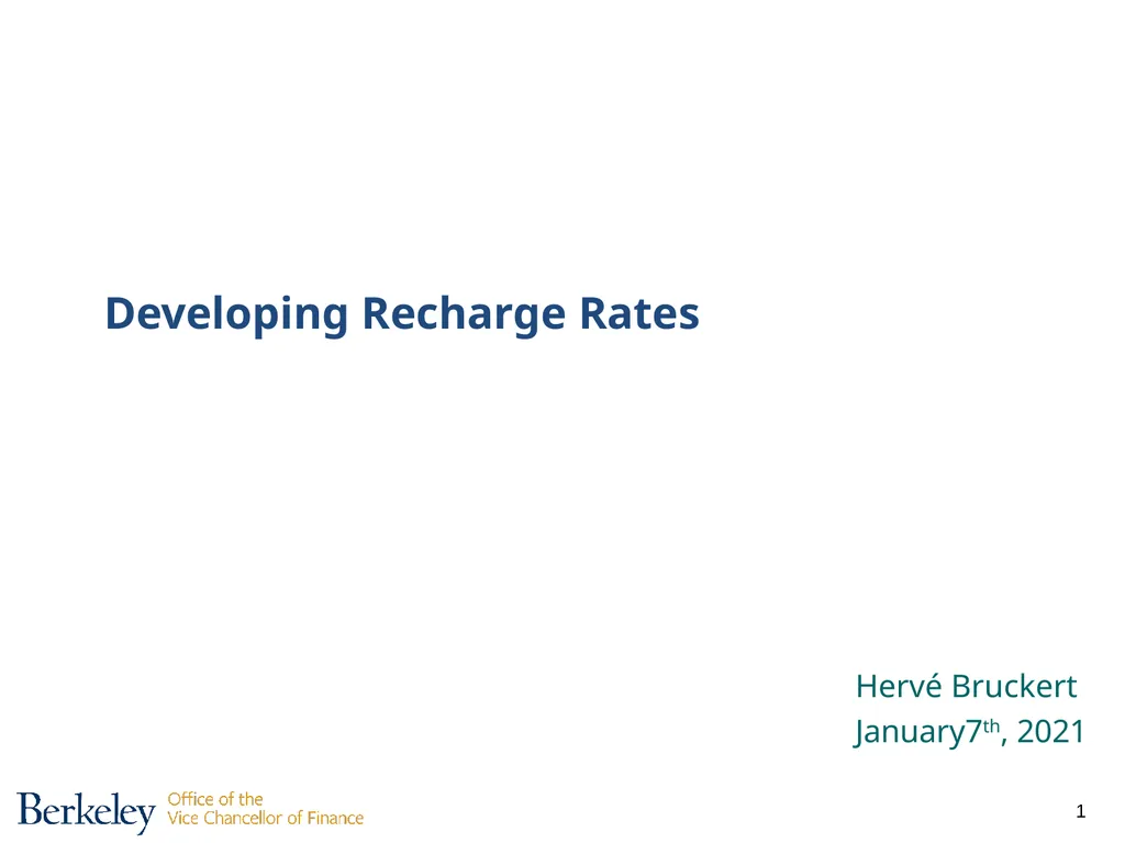 Developing Recharge Rates Hervé Bruckert
