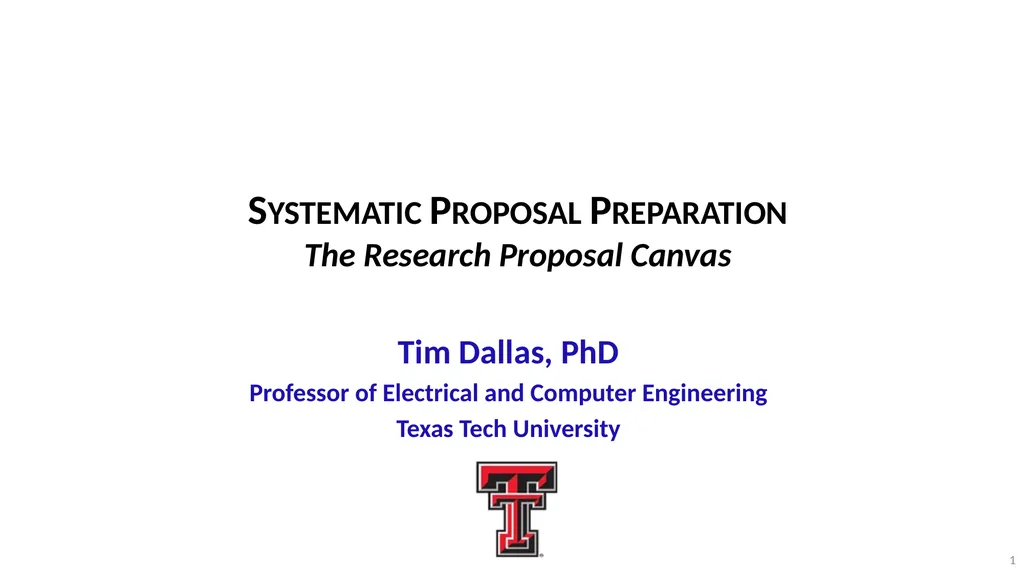 Systematic Proposal Preparation The Research