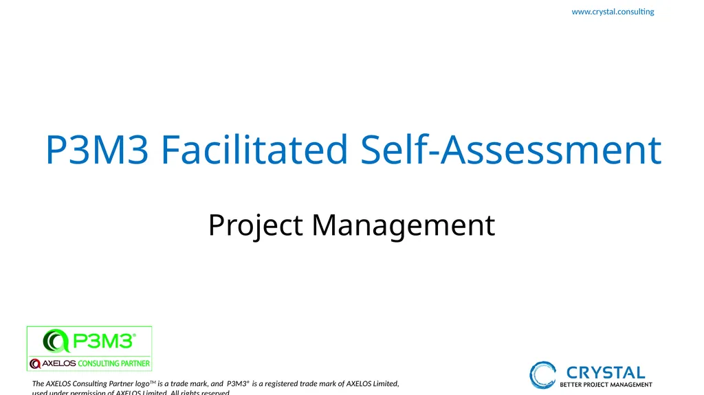 P3M3 Facilitated Self-Assessment Project - slide 1 of 38