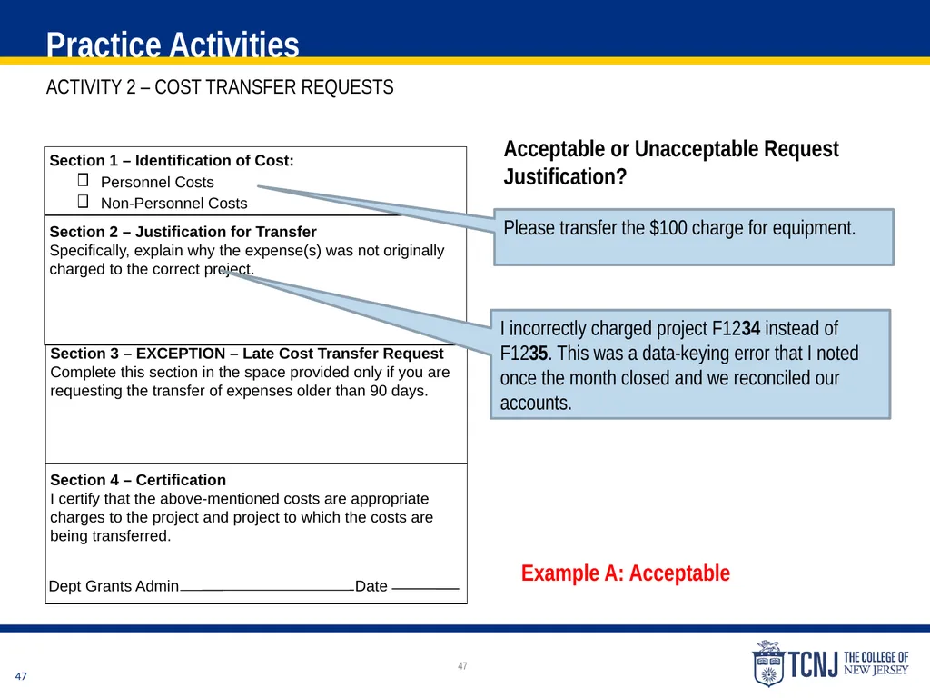 The Uniform Guidance Cost Principles Training Date - slide 47 of 74