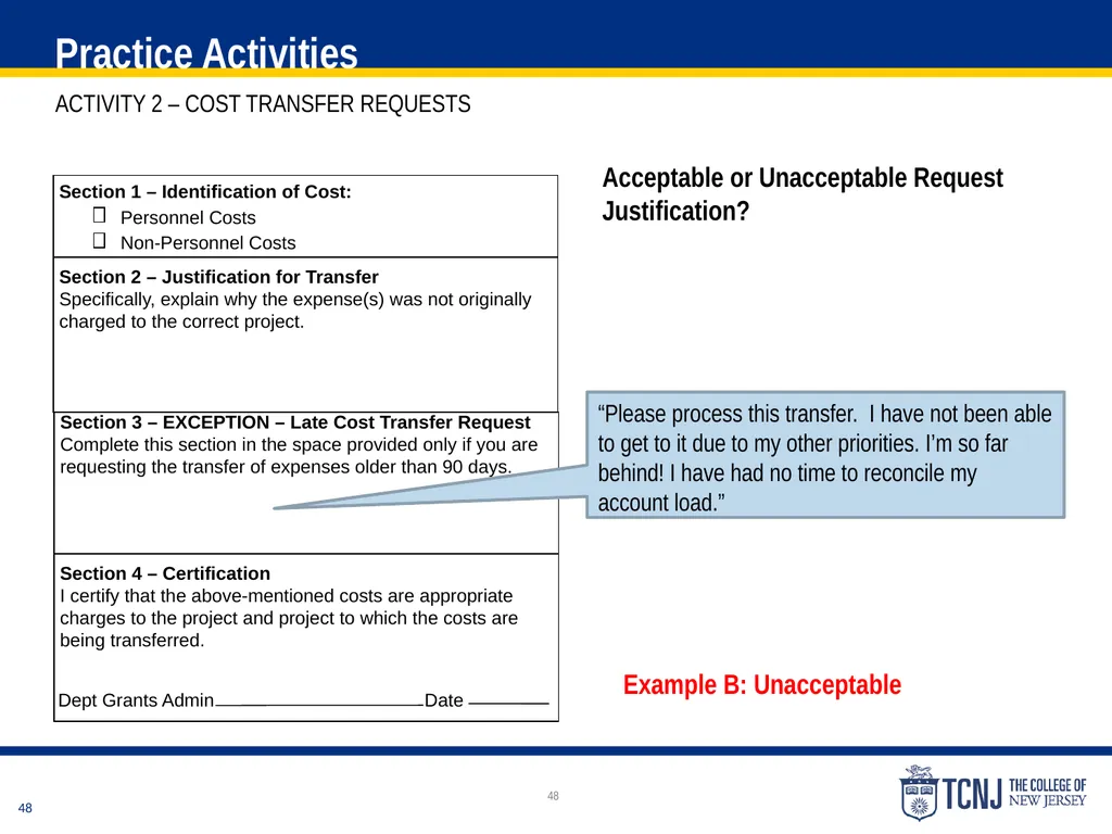 The Uniform Guidance Cost Principles Training Date - slide 48 of 74