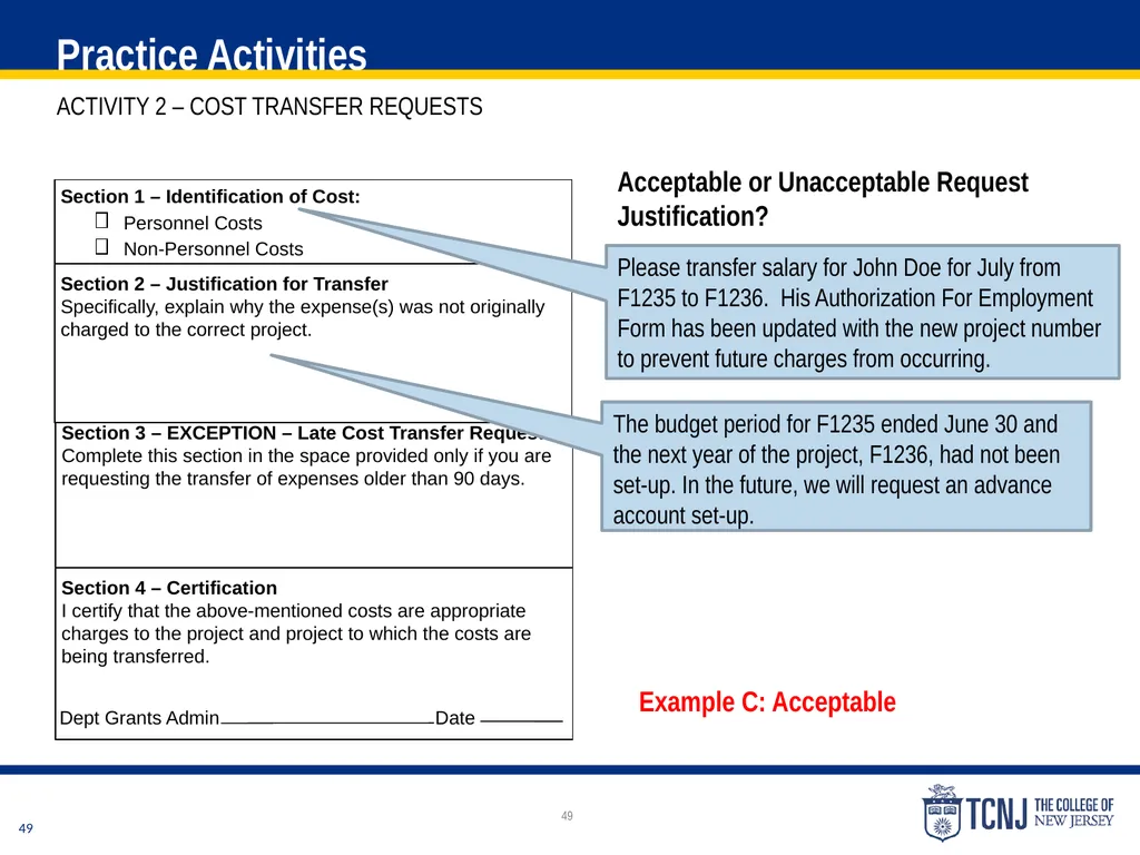 The Uniform Guidance Cost Principles Training Date - slide 49 of 74