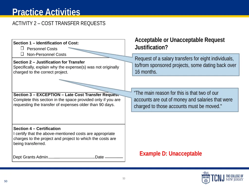 The Uniform Guidance Cost Principles Training Date - slide 50 of 74