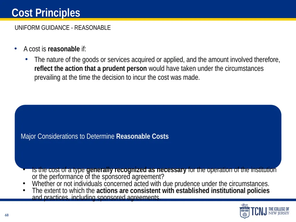 The Uniform Guidance Cost Principles Training Date - slide 68 of 74
