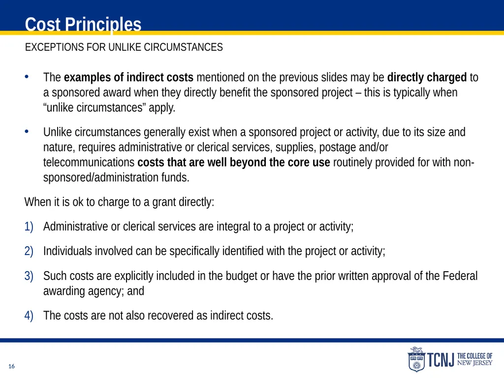 The Uniform Guidance Cost Principles Training Date - slide 16 of 74