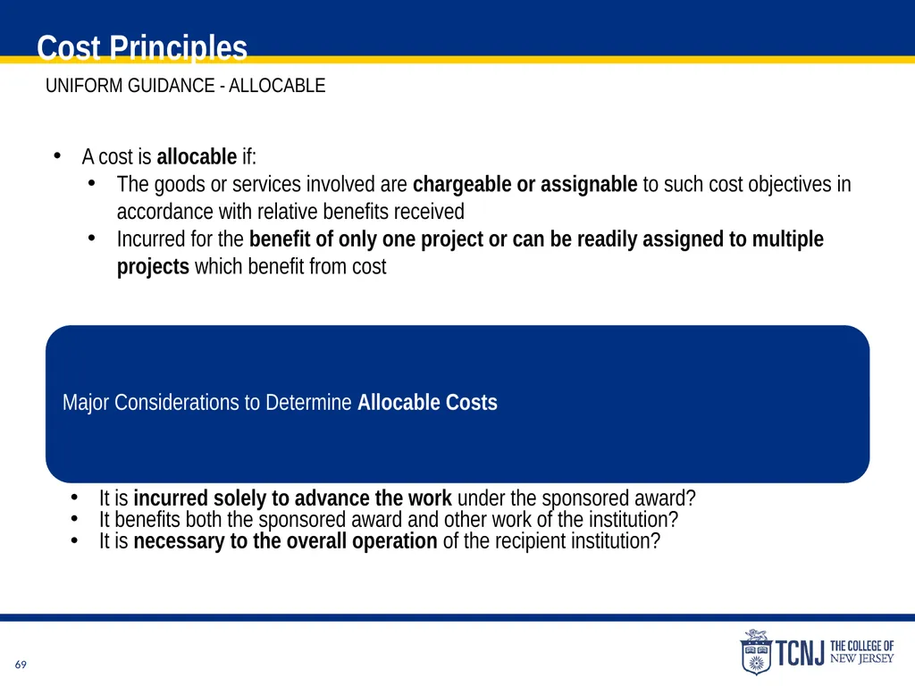 The Uniform Guidance Cost Principles Training Date - slide 69 of 74