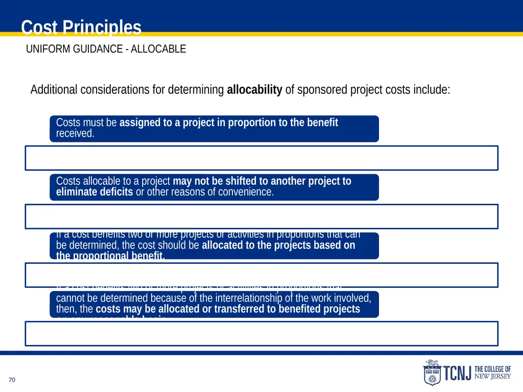 The Uniform Guidance Cost Principles Training Date - slide 70 of 74