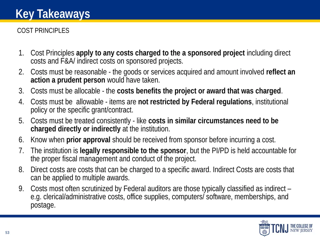 The Uniform Guidance Cost Principles Training Date - slide 53 of 74