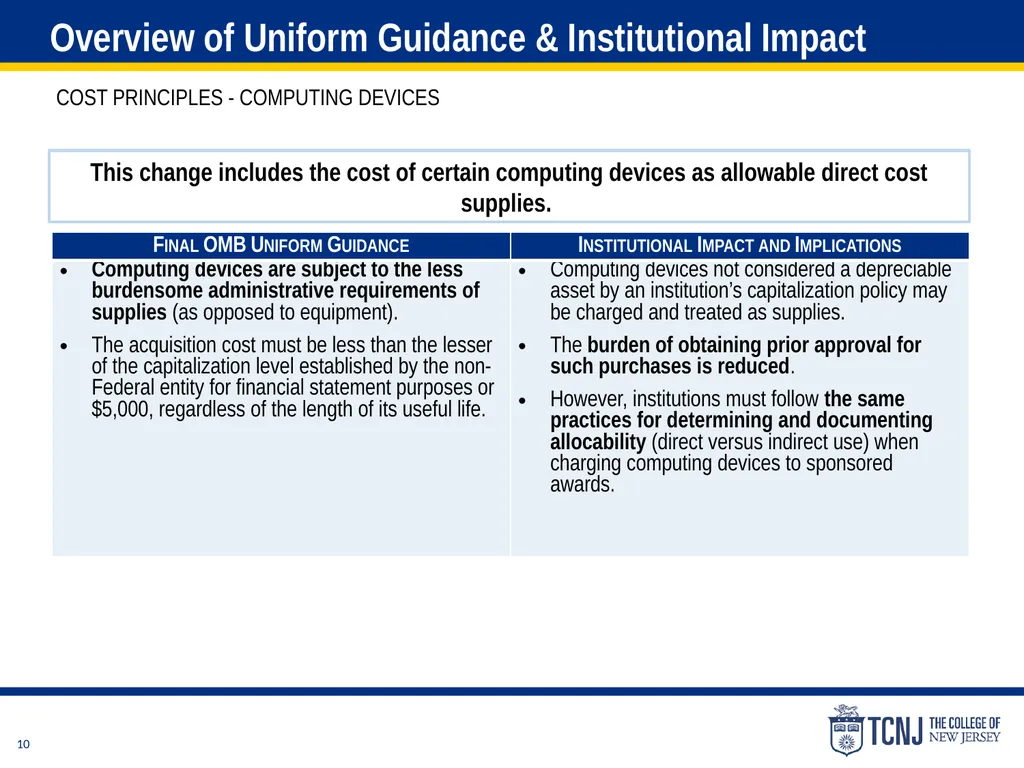 The Uniform Guidance Cost Principles Training Date - slide 10 of 74