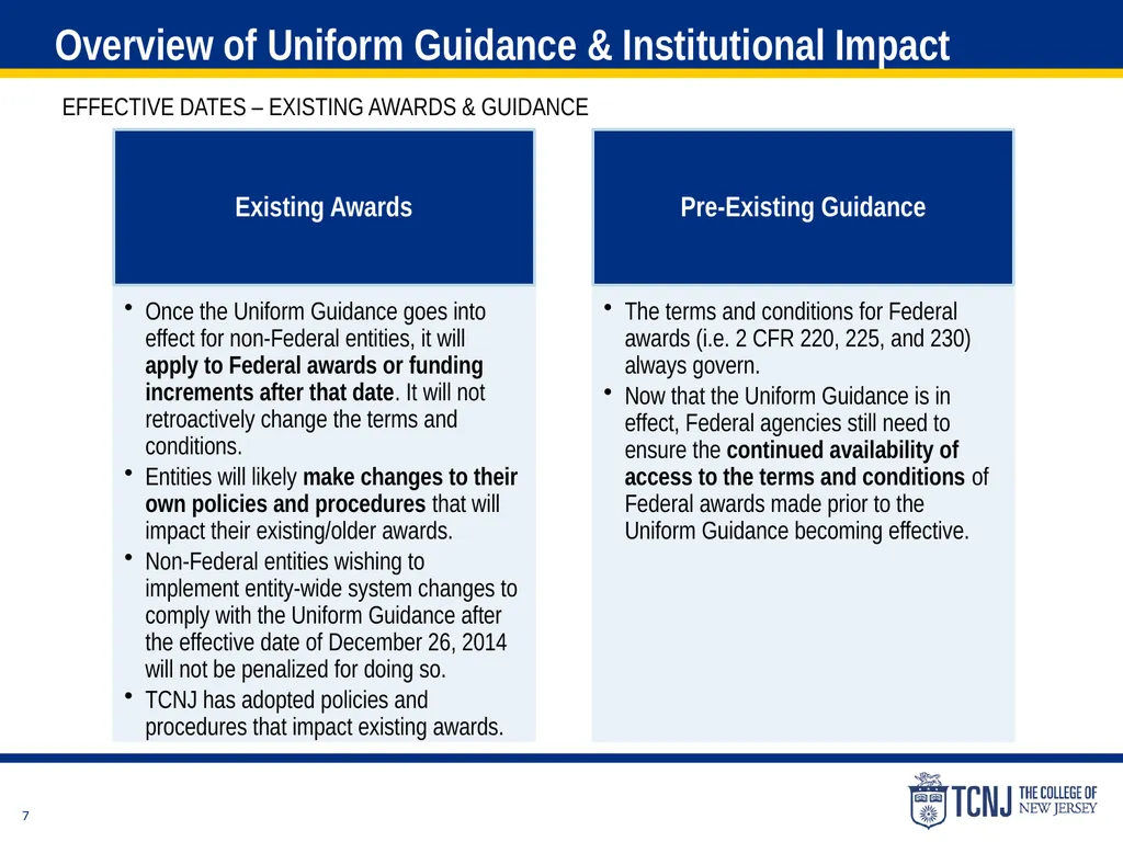 The Uniform Guidance Cost Principles Training Date - slide 7 of 74