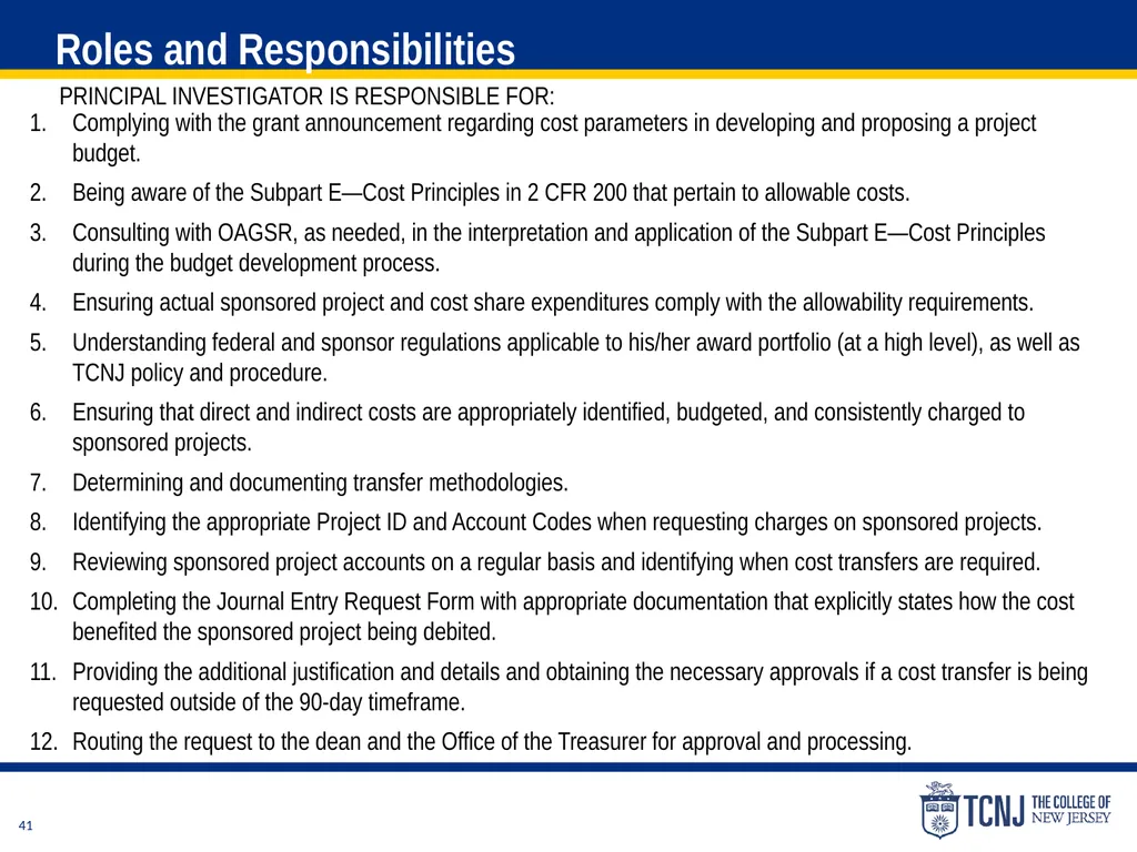 The Uniform Guidance Cost Principles Training Date - slide 41 of 74