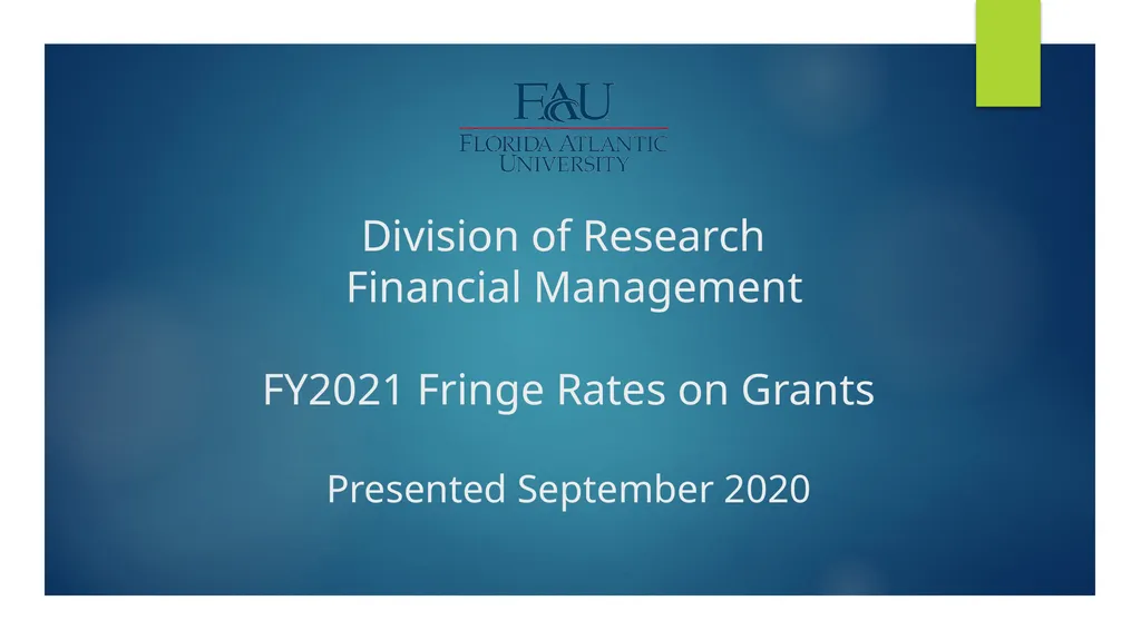 Division of Research Financial Management FY2021 - slide 1 of 14