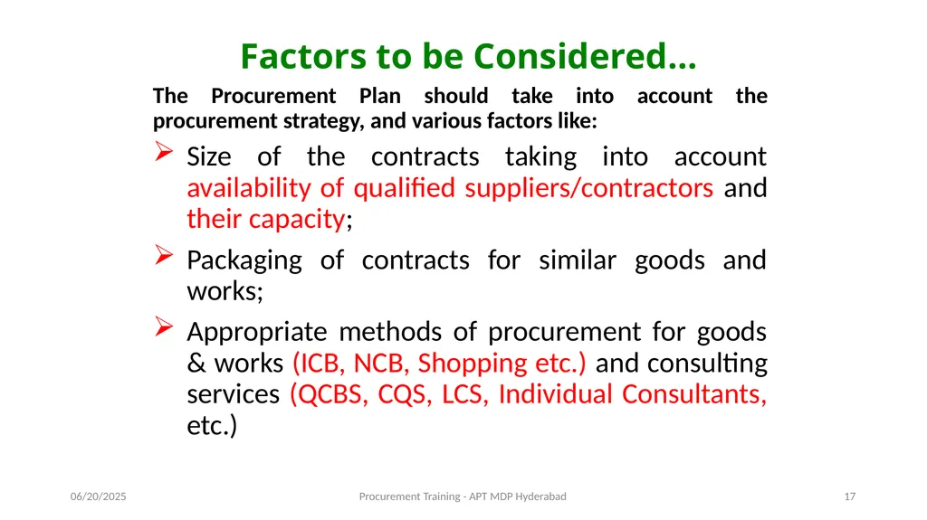 Preparation of Procurement Plan (PP) A J - slide 17 of 29