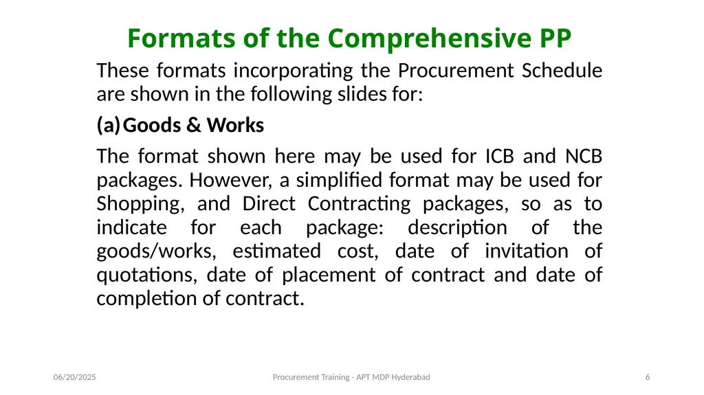 Preparation of Procurement Plan (PP) A J - slide 6 of 29
