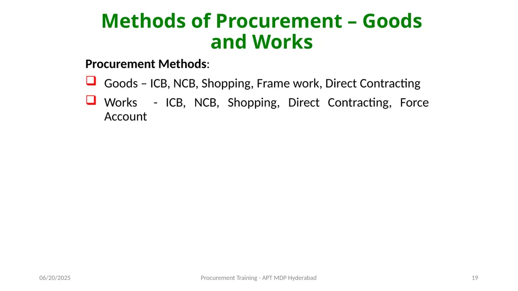 Preparation of Procurement Plan (PP) A J - slide 19 of 29