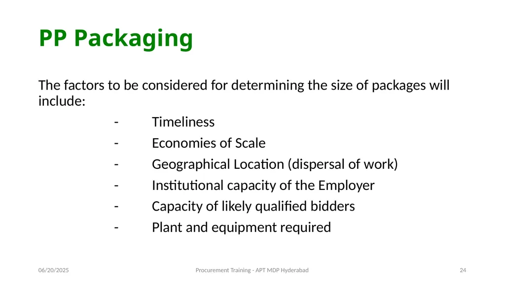 Preparation of Procurement Plan (PP) A J - slide 24 of 29