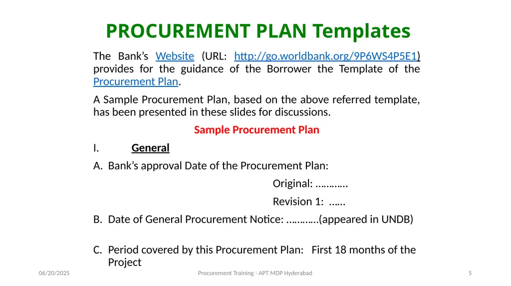 Preparation of Procurement Plan (PP) A J - slide 5 of 29