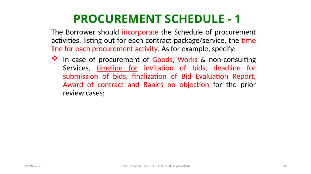 Preparation of Procurement Plan (PP) A J - slide 12 of 29