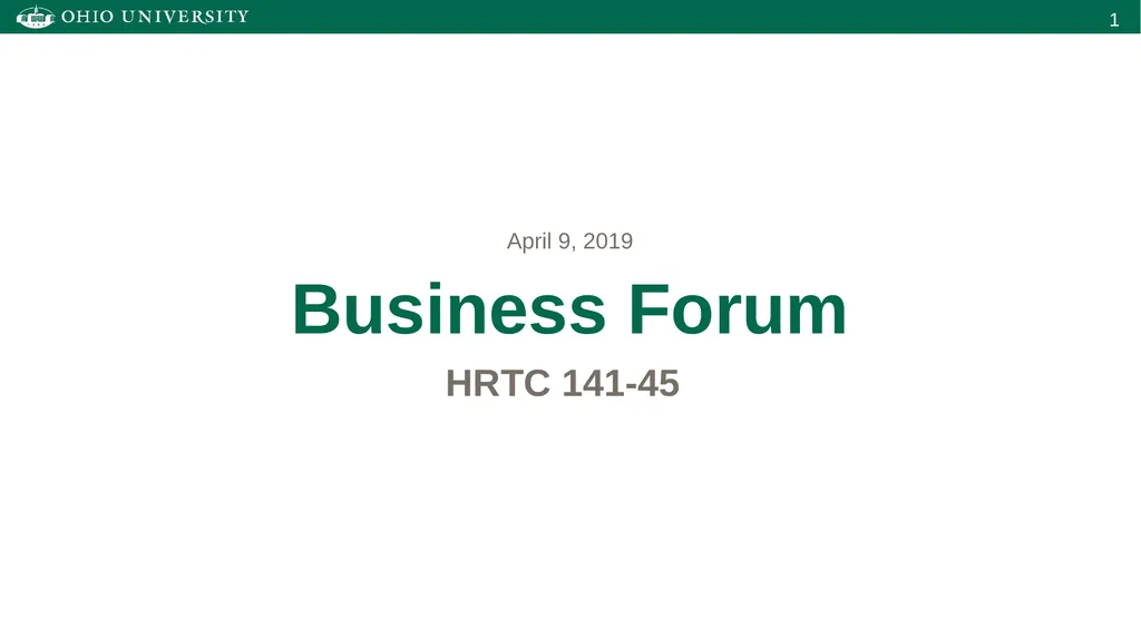 Business Forum April 9, 2019 HRTC 141-45 Agenda