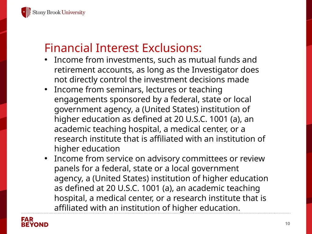 Conflict of Interest Information for this module - slide 10 of 26