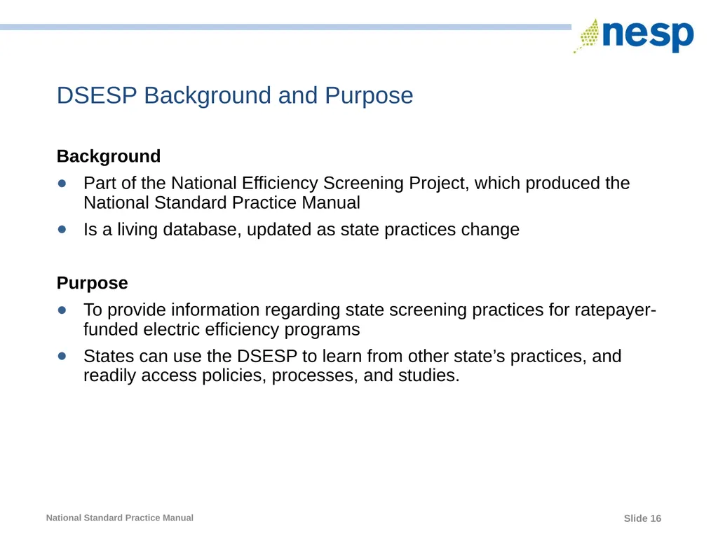 National Standard Practice Manual for Energy - slide 16 of 33