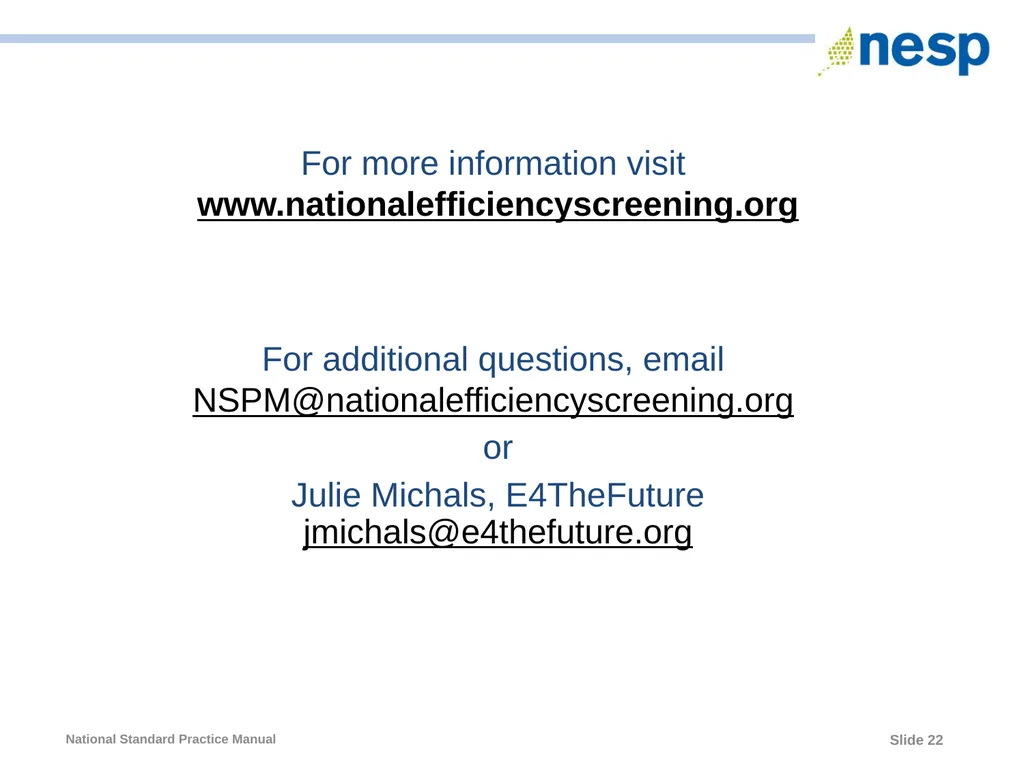 National Standard Practice Manual for Energy - slide 22 of 33