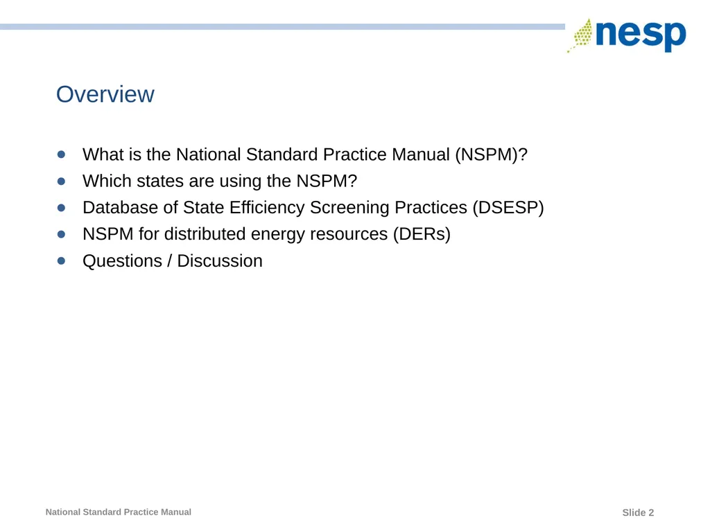 National Standard Practice Manual for Energy - slide 2 of 33