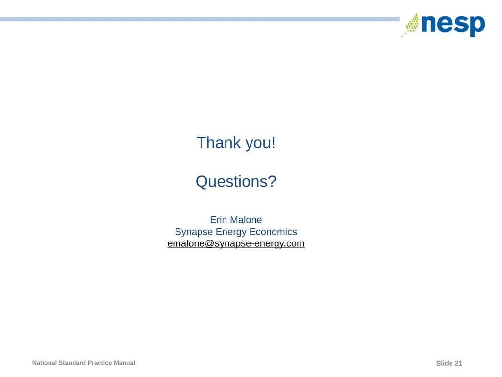 National Standard Practice Manual for Energy - slide 21 of 33