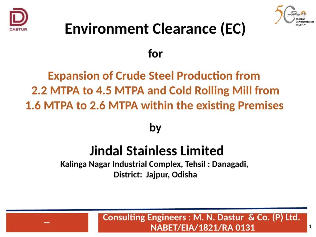 1 Environment Clearance (EC) for Expansion of - slide 1 of 70